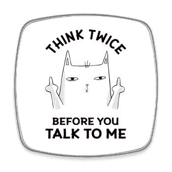 Very angry and stupid cat - Funny saying - Square fridge magnet - white - Front