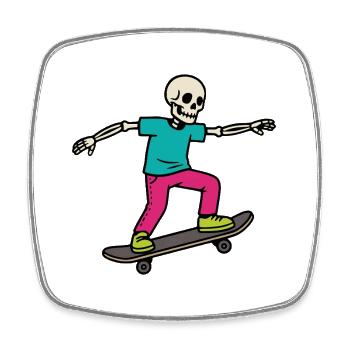 Skelett Skater – Neon Skateboard Ride - Viereckiger Kühlschrankmagnet - Weiß - Vorne