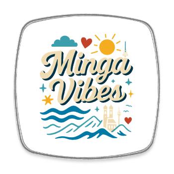 Minga Vibes Munich Skyline Design - Magnet carré - blanc - Devant