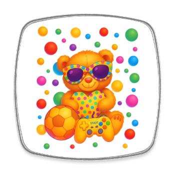 Lebendige Teddy-Gamer-Party-Kunst - Viereckiger Kühlschrankmagnet - Weiß - Vorne