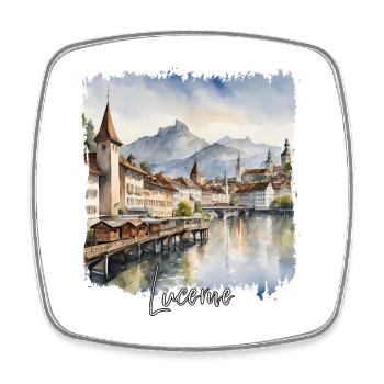 Aquarell aus Luzern, ich liebe Luzern - Viereckiger Kühlschrankmagnet - Weiß - Vorne