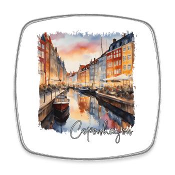 Watercolor of Copenhagen, Copenhagen Denmark - Square fridge magnet - white - Front