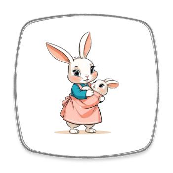 Bunny mother with baby - Square fridge magnet - white - Front
