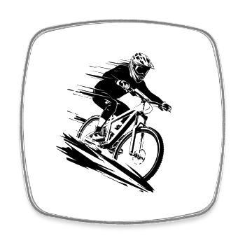Illustration de vélo de montagne VTT - Magnet carré - blanc - Devant