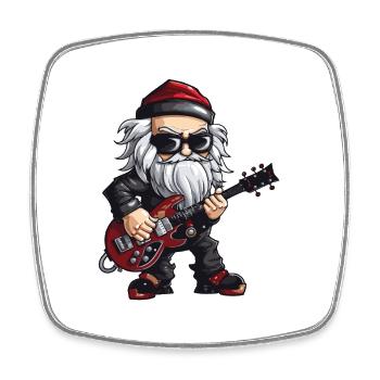 Weihnachtsmann Gitarre Santa - Viereckiger Kühlschrankmagnet - Weiß - Vorne