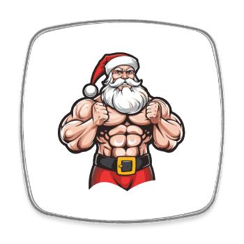 Santa Claus Muscles Gym Santa - Square fridge magnet - white - Front