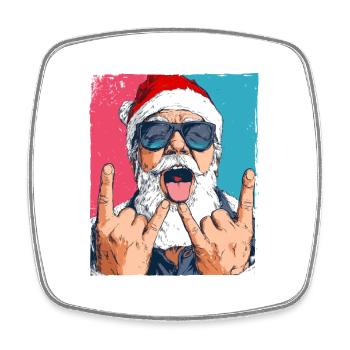 Weihnachtsmann Party Lustig Weihnachten - Viereckiger Kühlschrankmagnet - Weiß - Vorne