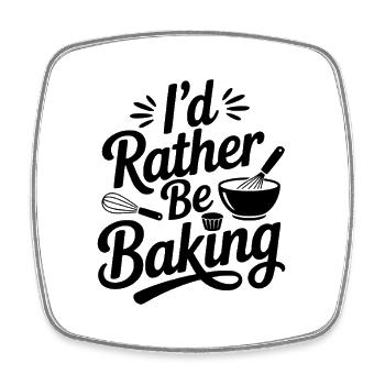 Ich würde lieber backen - Viereckiger Kühlschrankmagnet - Weiß - Vorne