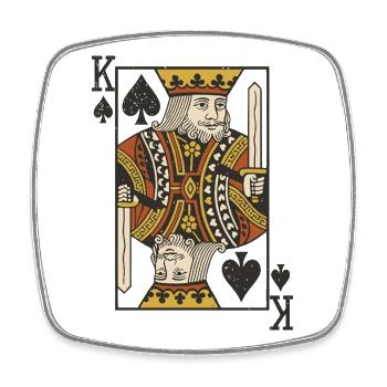 König der Pik Kartenkunst - Viereckiger Kühlschrankmagnet - Weiß - Vorne