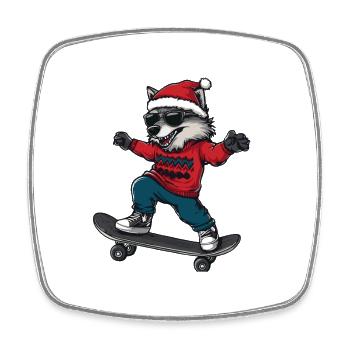 Wolf Christmas Funny - Square fridge magnet - white - Front