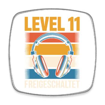 Level 11 Geburtstag Freigeschaltet Kopfhörer - Viereckiger Kühlschrankmagnet - Weiß - Vorne