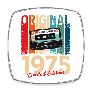 50. Geburtstag Kassette November Jahrgang 1975 - Viereckiger Kühlschrankmagnet - Weiß - Vorne