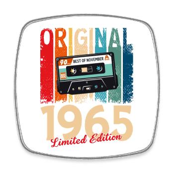 60th Birthday Cassette November Vintage 1965 - Square fridge magnet - white - Front