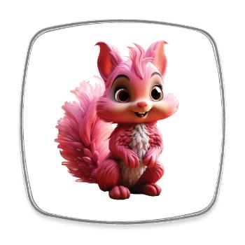 Cute Pink Squirrel – Cartoon Style - Square fridge magnet - white - Front