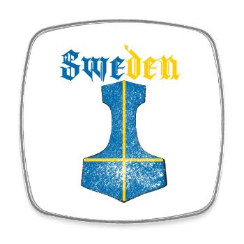 Schweden Flagge – Mjölnir Thorhammer Design - Viereckiger Kühlschrankmagnet - Weiß - Vorne