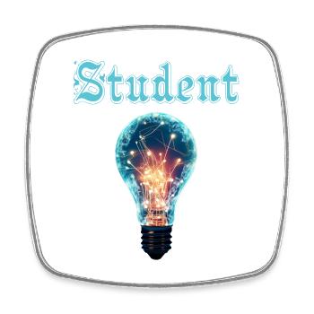 Student Design – Light Bulb Energy & Inspiration - Square fridge magnet - white - Front