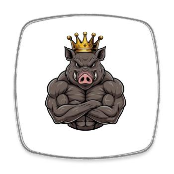 Starkes Wildschwein König Cartoon Fitness Portrait - Viereckiger Kühlschrankmagnet - Weiß - Vorne