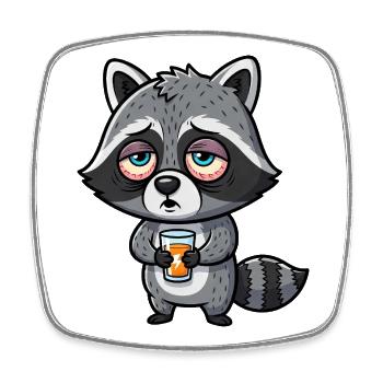 Raccoon Energy Powerless Morning Grouch Caffeine - Square fridge magnet - white - Front