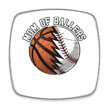Mom of Ballers – Sportmama Design - Square fridge magnet - white - Front
