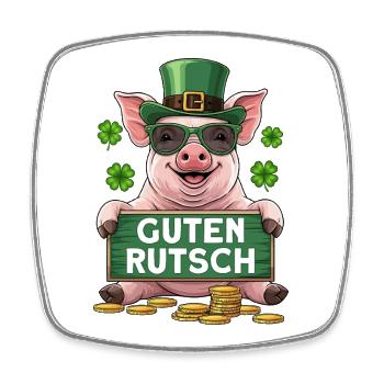 Guten Rutsch - Viereckiger Kühlschrankmagnet - Weiß - Vorne