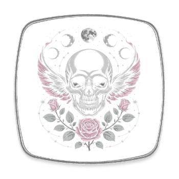 Gothic Skull with Moon Phases and Roses Design - Square fridge magnet - white - Front