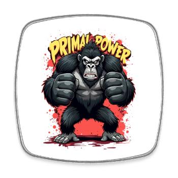 Primal Power Gorila Print - Square fridge magnet - white - Front