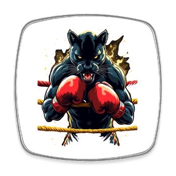 Fighting panther in the boxing ring - Square fridge magnet - white - Front