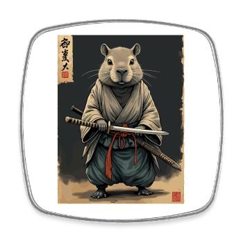 Cappibara Samurai with Katana - Square fridge magnet - white - Front