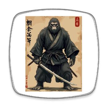 Gorilla Samurai mit Katana - Viereckiger Kühlschrankmagnet - Weiß - Vorne