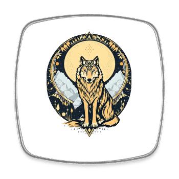 Boho Wolf - Viereckiger Kühlschrankmagnet - Weiß - Vorne