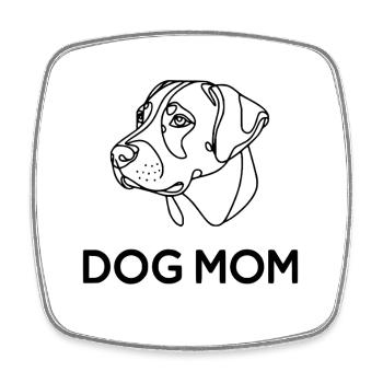 Dog Mom – Minimalist Dog Line Art Gift - Square fridge magnet - white - Front