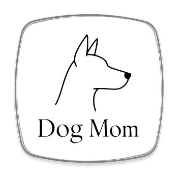 Dog Mom – Minimalist Dog Line Art Gift - Square fridge magnet - white - Front