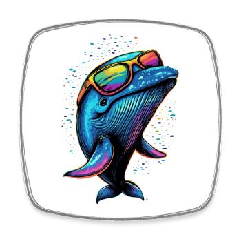 Baleine bleue Baleine Baleines bleues Baleines Chant Baleine Plongeur Baleines Océan - Magnet carré - blanc - Devant