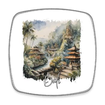 Bali Aquarell, Bali Indonesien - Viereckiger Kühlschrankmagnet - Weiß - Vorne