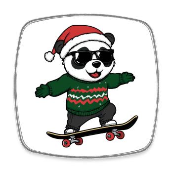 Panda Weihnachten Lustig - Viereckiger Kühlschrankmagnet - Weiß - Vorne