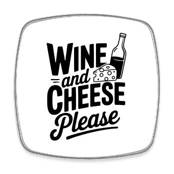 Vin et fromage s’il vous plaît - Magnet carré - blanc - Devant