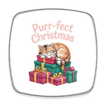 Purr-fect Christmas Sweet Sleeper - Square fridge magnet - white - Front