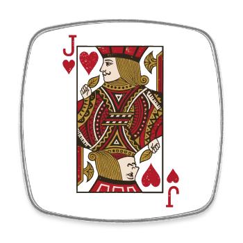 Jack Heart Double Head Card Rome Poker - Square fridge magnet - white - Front
