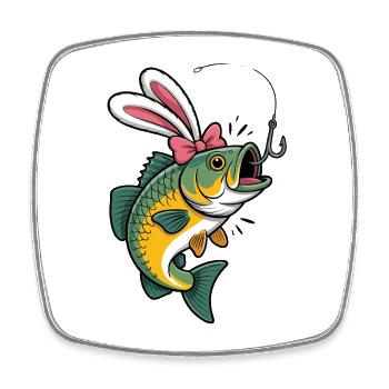 Lustige Ostern Fisch Kunst Angeln - Viereckiger Kühlschrankmagnet - Weiß - Vorne