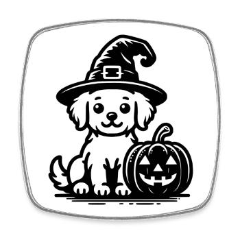 Paws & Pumpkins - Square fridge magnet - white - Front