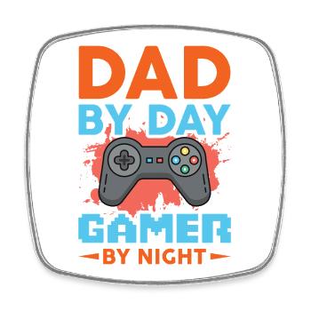 Father by day Gamer by night - Square fridge magnet - white - Front