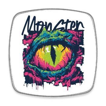 Neon-Drachenaugen-Graffiti - Viereckiger Kühlschrankmagnet - Weiß - Vorne