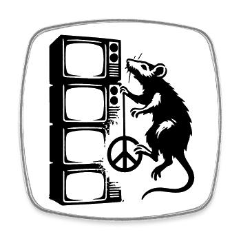 Rat avec écran - Magnet carré - blanc - Devant