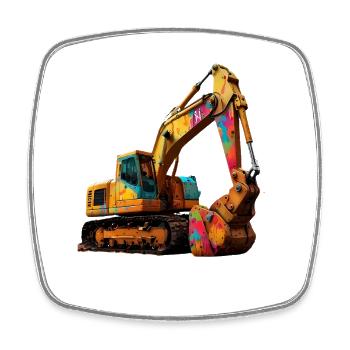 Excavatrice explosive couleur - Magnet carré - blanc - Devant