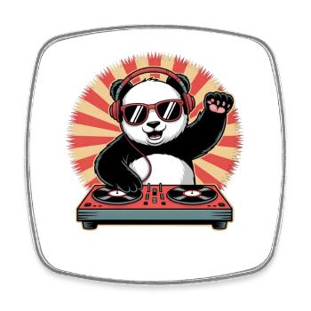 Panda DJ mit Kopfhörern - Viereckiger Kühlschrankmagnet - Weiß - Vorne