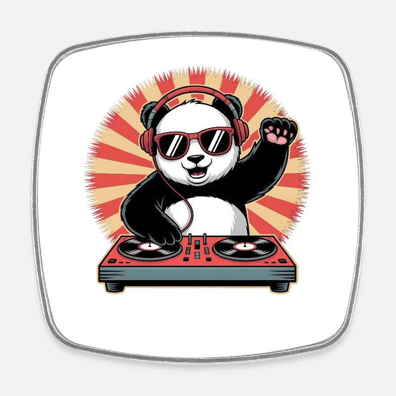 Panda DJ avec casque - Magnet carré - blanc