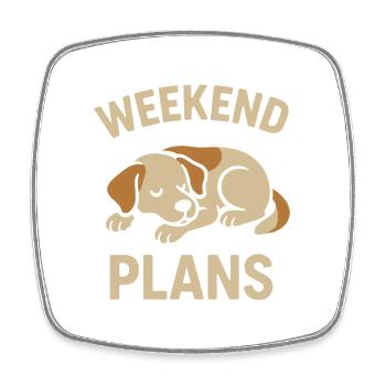 Weekend Plans – Sleeping Dog Motif - Square fridge magnet - white - Front