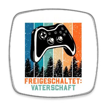 Soon Dad ACHIEVEMENT UNLOCKED Retro - Square fridge magnet - white - Front