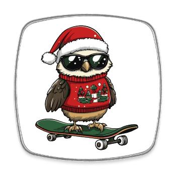 Owl Christmas Funny - Square fridge magnet - white - Front