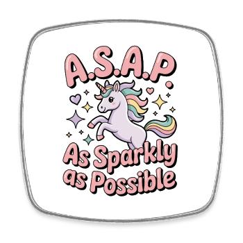 Unicorn ASAP Glossy - Square fridge magnet - white - Front